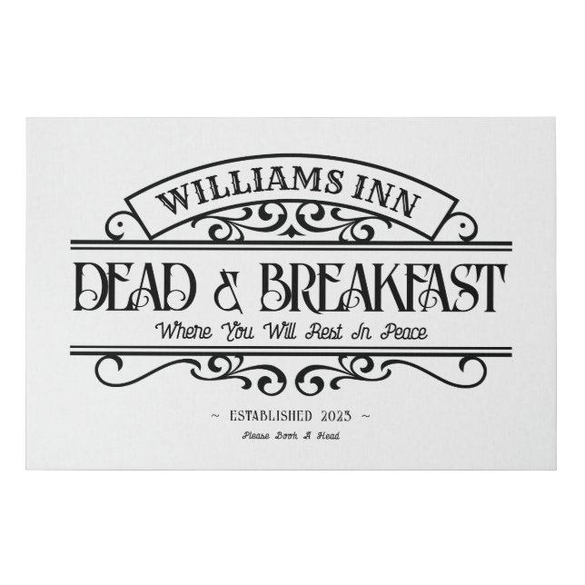 Dead & Breakfast Personalized Halloween Sign (Front)