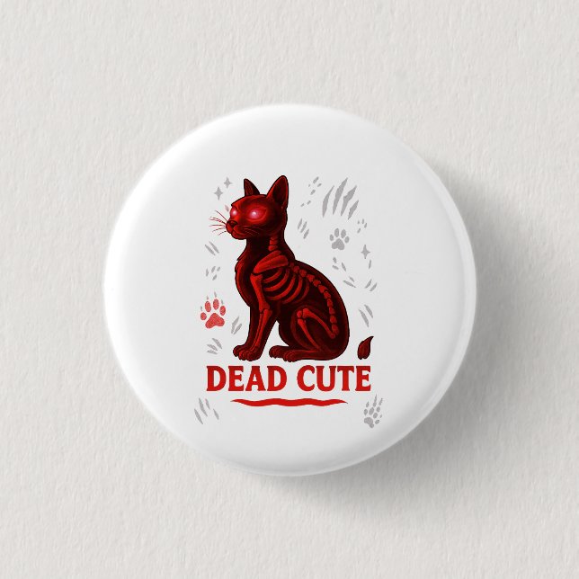 Dead Cute – Halloween Cat T-Shirt Button (Front)
