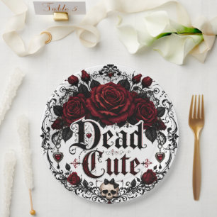 Dead Cute Red Rose Gothic Romance Halloween Paper Plates