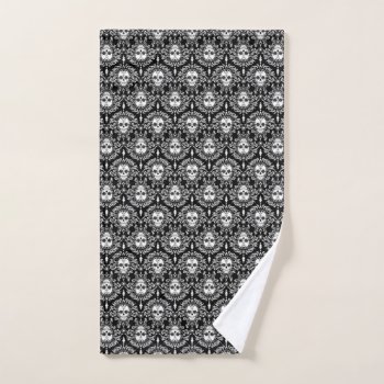 Dead Damask Black & White Sugar Skull Hand Towel by creativetaylor at Zazzle