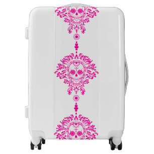 Dead Damask Bold Pink Sugar Skulls Luggage
