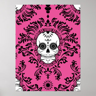 Dead Damask - Chic Sugar Skull Art Poster