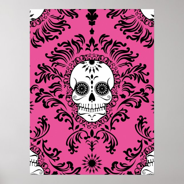 Dead Damask - Chic Sugar Skull Art Poster (Front)