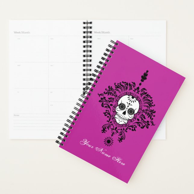 Dead Damask Chic Sugar Skull Black on Purple Planner (Display)
