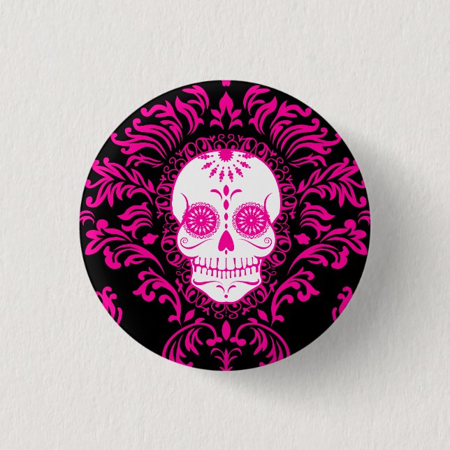 Dead Damask - Chic Sugar Skull Button Pin (Front)