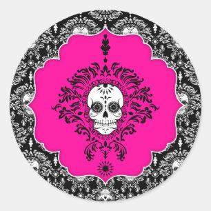 Dead Damask - Chic Sugar Skull Classic Round Sticker