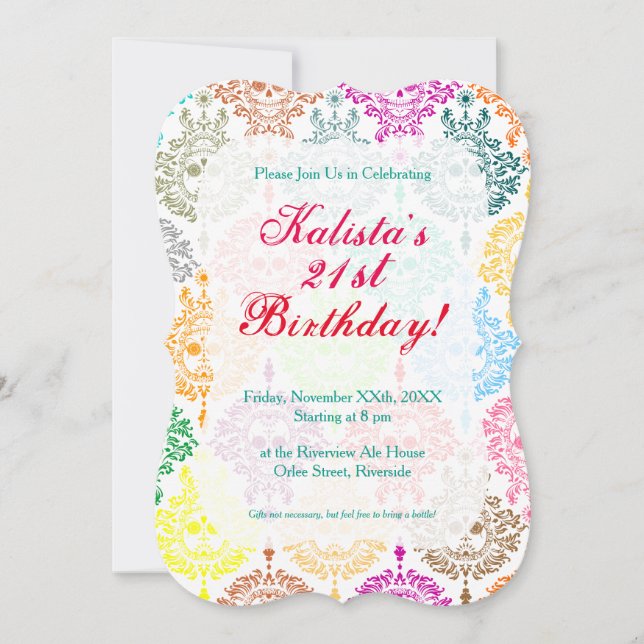 Dead Damask - Chic Sugar Skull Custom Invitations (Front)