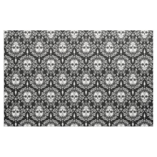 Dead Damask - Chic Sugar Skull Damask Pattern Fabric