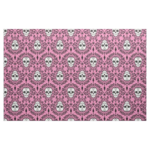 Dead Damask - Chic Sugar Skull Damask Pattern Fabric
