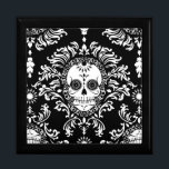 Dead Damask - Chic Sugar Skull Keepsake Box<br><div class="desc">A fun & festive sugar skull keepsake gift box - click CUSTOMIZE to change the background color</div>