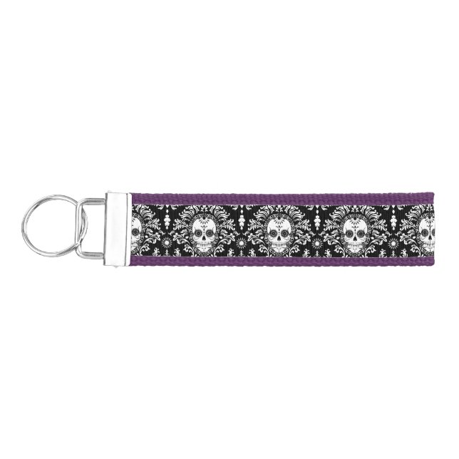 Dead Damask - Chic Sugar Skull Pattern Keychain (Keys on Left)