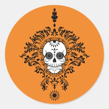 Dead Damask - Chic Sugar Skull Stickers by creativetaylor at Zazzle