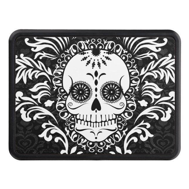 Dead Damask - Chic Sugar Skull Trailer Hitch Tow Hitch Cover (Front)