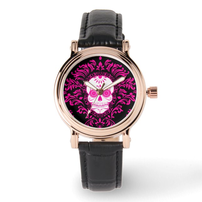 Dead Damask - Chic Sugar Skull Wrist Watch (Front)