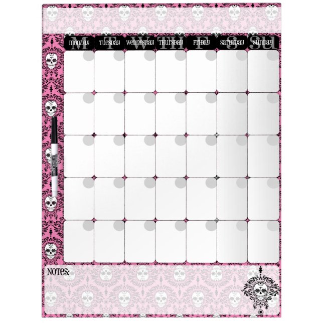 Dead Damask - Chic Sugar Skulls Calendar Board (Front)