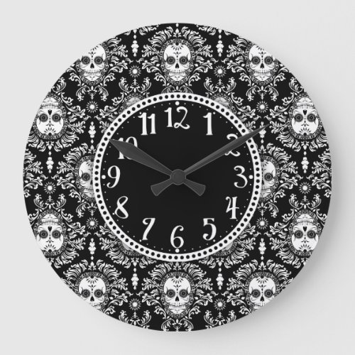 Dead Damask _ Chic Sugar Skulls Large Clock