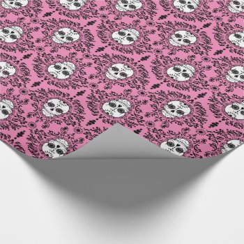 Dead Damask - Chic Sugar Skulls Wrapping Paper by creativetaylor at Zazzle