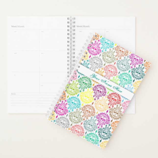 Dead Damask Colorful Chic Sugar Skulls Planner (Display)