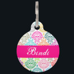 Dead Damask - Custom Pet Tag<br><div class="desc">This stylish pet tag features a chic sugar skull damask and text you can easily edit with your own pet's name and contact info - totally cute and fun! Click CUSTOMIZE to change background colors, text colors and fonts as needed</div>