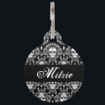 Dead Damask - Custom Pet Tag<br><div class="desc">This stylish pet tag features a chic sugar skull damask and text you can easily edit with your own pet's name and contact info - totally cute and fun! Click CUSTOMIZE to change background colors, text colors and fonts as needed</div>
