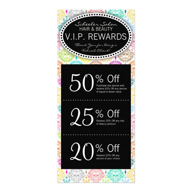 Dead Damask - Custom Salon Coupons Rack Card (Front)