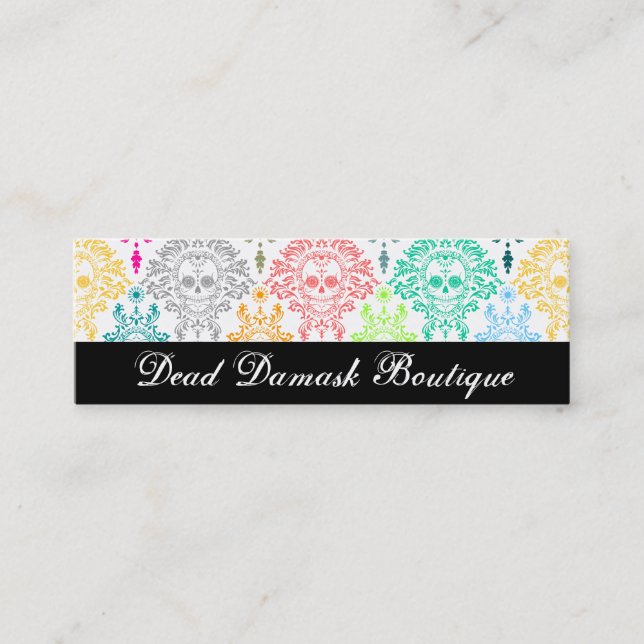 Dead Damask - Custom Skinny Sugar Skull Bizcards Mini Business Card (Front)