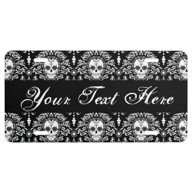 Dead Damask - Custom Sugar Skulls Vanity Plate (Front)