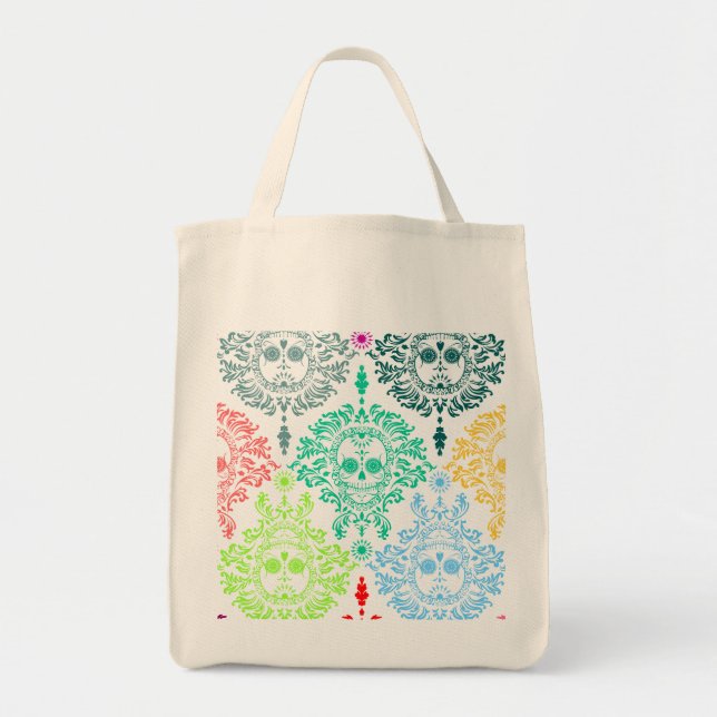 Dead Damask Sugar Skull Tote Bag (Front)