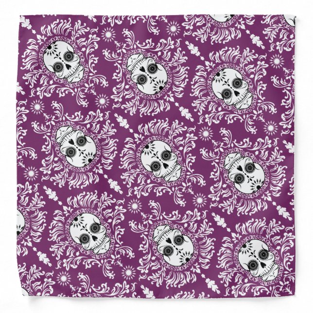 Dead Damask Sugar Skulls Bandana (Front)