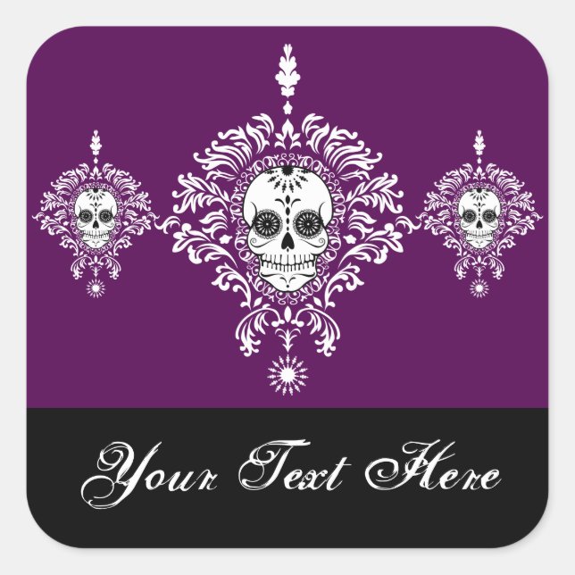 Dead Damask Trio - Custom Sugar Skull Stickers (Front)
