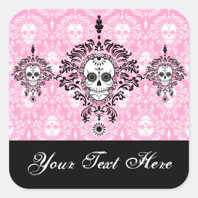 Dead Damask Trio - Custom Sugar Skull Stickers (Front)
