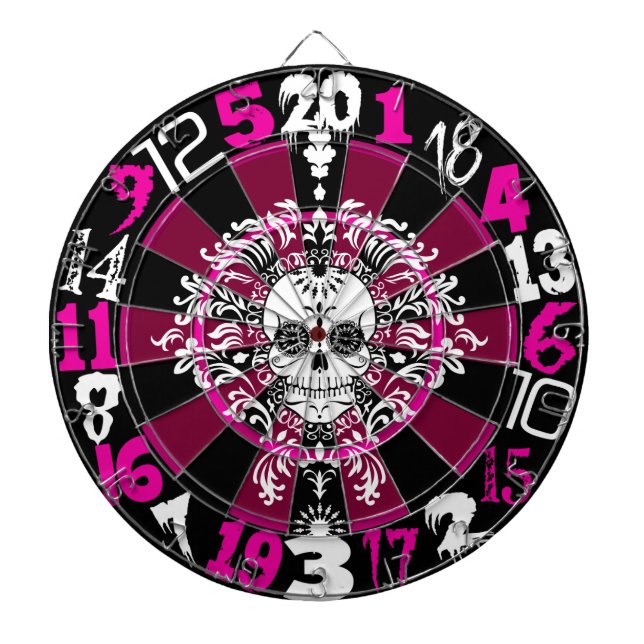 Dead Damask - Violet & Black Sugar Skull Dartboard (Front)