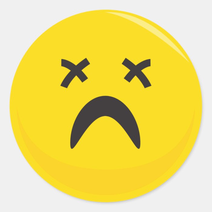 dead depressed smiley face sticker