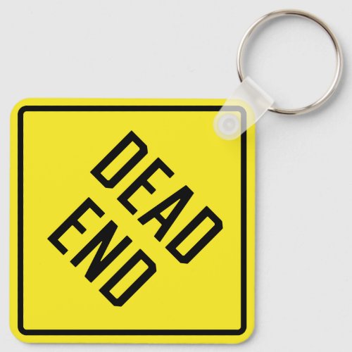 Dead End Metal Square Keychain