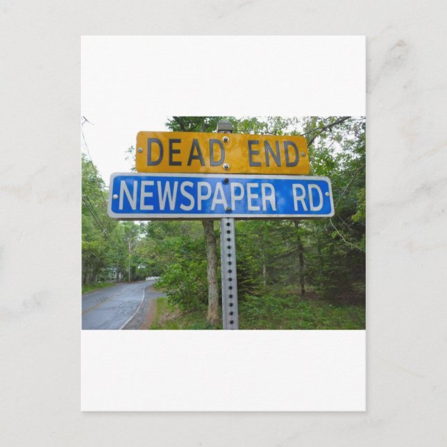 DEAD END NEWSPAPER ROAD POSTCARD (Front)