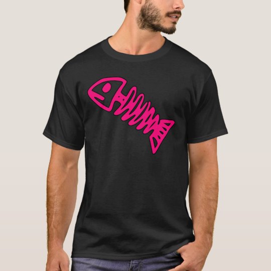 Dead Fish Skeleton Skull Bones Fossil Pink T-Shirt