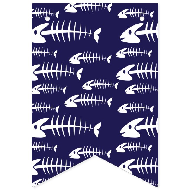 Dead Fish Skeleton White Bones Fishing Humor Bunting Flags (First Flag)
