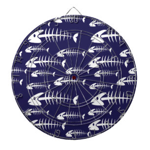 Dead Fish Skeleton White Bones Fishing Humor Dart Board