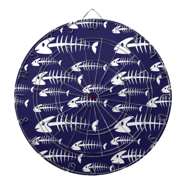 Dead Fish Skeleton White Bones Fishing Humor Dart Board (Front)