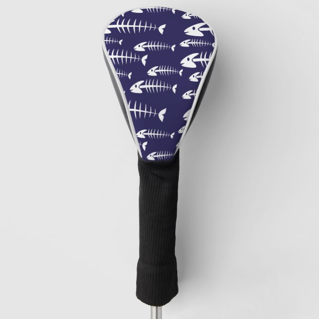 Dead Fish Skeleton White Bones Fishing Humor Golf Head Cover (Front)