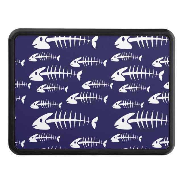 Dead Fish Skeleton White Bones Fishing Humor Hitch Cover (Front)