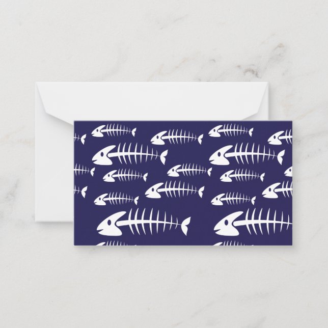 Dead Fish Skeleton White Bones Fishing Humor Note Card (Front)