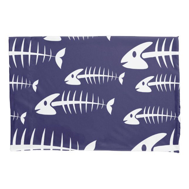 Dead Fish Skeleton White Bones Fishing Humor Pillow Case (Front)