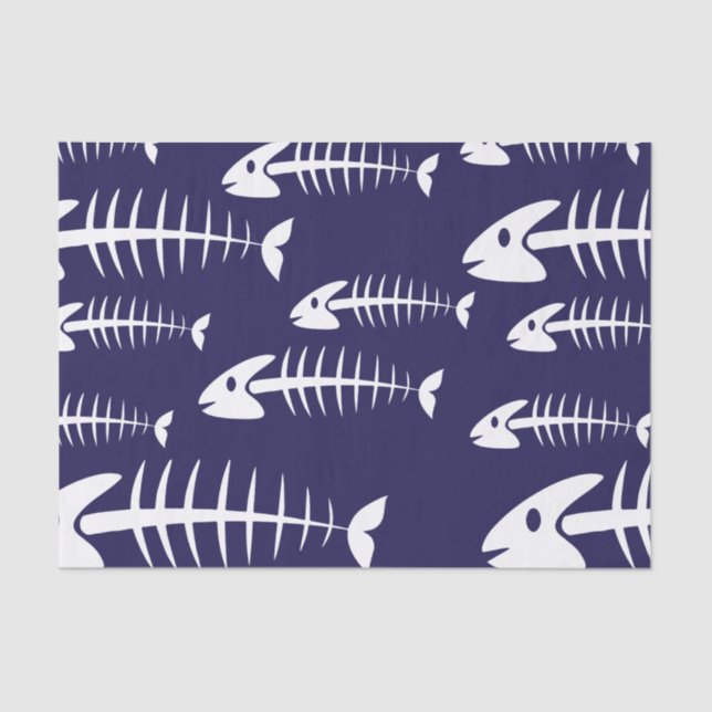 Dead Fish Skeleton White Bones Fishing Humor Tissue Paper (Front)