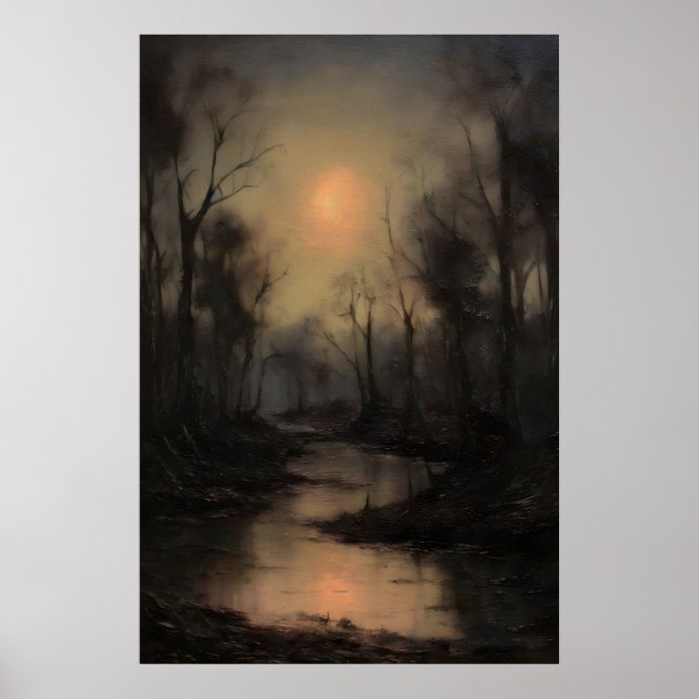Dead Forest Spooky Landscape, Dark Academia Poster (Front)