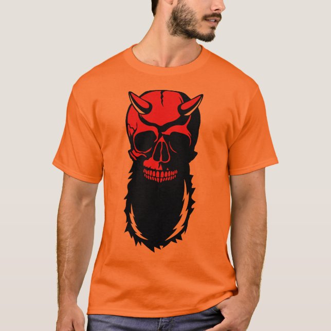 dead head hipster horn devil mustache T-Shirt (Front)