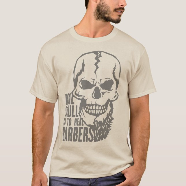 dead head hipster real barbers citation skull T-Shirt (Front)