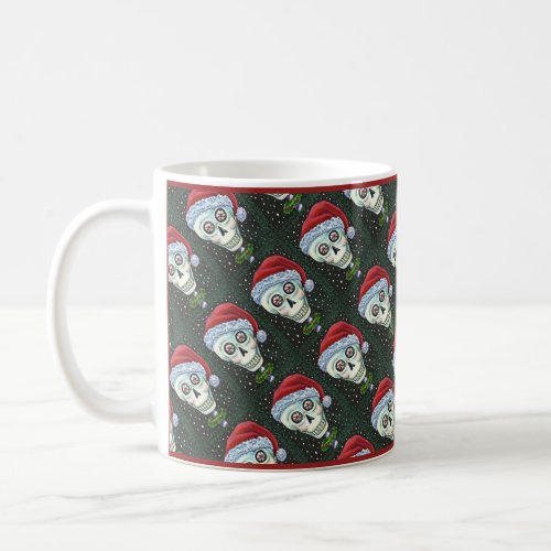 DEAD HEAD SANTA SKULL CHRISTMAS SKELETON HUMOR COFFEE MUG