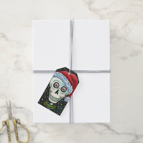 DEAD HEAD SANTA SKULL CHRISTMAS SKELETON HUMOR GIFT TAGS