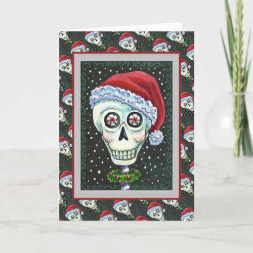 DEAD HEAD SANTA SKULL CHRISTMAS SKELETON HUMOR HOLIDAY CARD